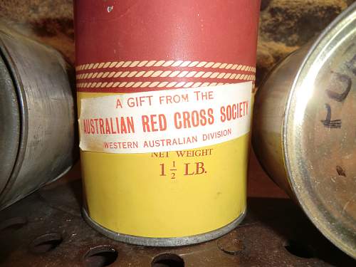 Australian Red Cross Society food parcel tins