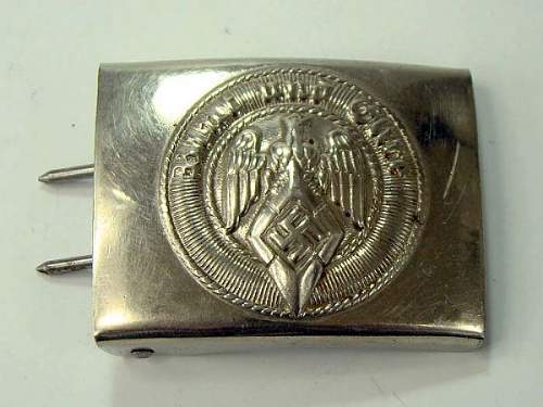 Early Nickeled Hitler Jugend Buckle w/RZM Code KH 24