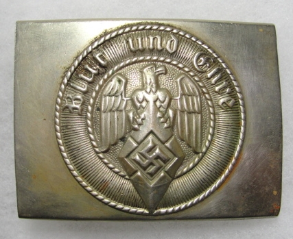 Early Nickeled Hitler Jugend Buckle w/RZM Code KH 24