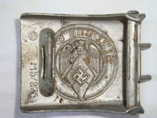 Early Nickeled Hitler Jugend Buckle w/RZM Code KH 24