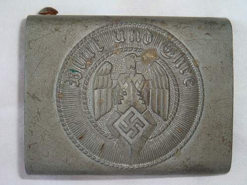 Early Nickeled Hitler Jugend Buckle w/RZM Code KH 24