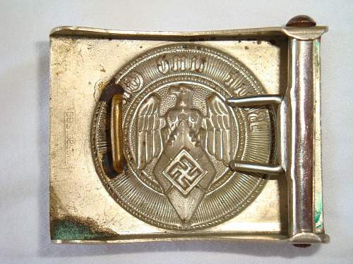 Early Nickeled Hitler Jugend Buckle w/RZM Code KH 24