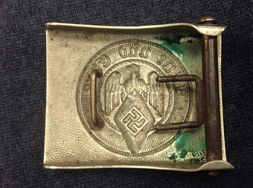 Early  nickelsilver HJ buckle with pebbled reverse