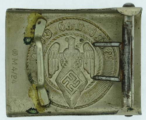 Early  nickelsilver HJ buckle with pebbled reverse