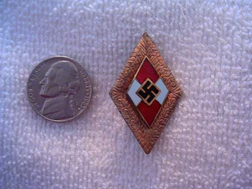 WWII German HJ Youth Leaders Gold Member Badge