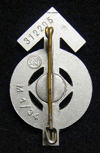 HJ Leistungsabzeichen in Silver, Numbered, RZM M1/34