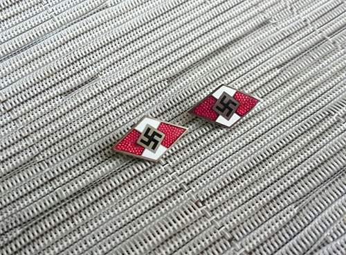 RZM marked M1/72 and M1/42 Hitler Jugend pin's - Real or fake?