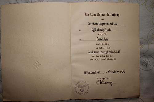 du und dien volk issued to a graduate 24 march 1939