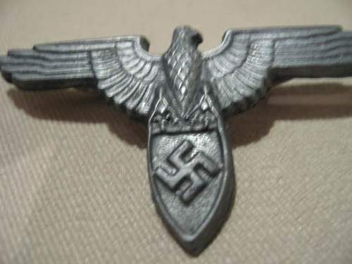 Hitler Youth Division Cap Eagle and Police Badge w/screw back: Authentic pieces?