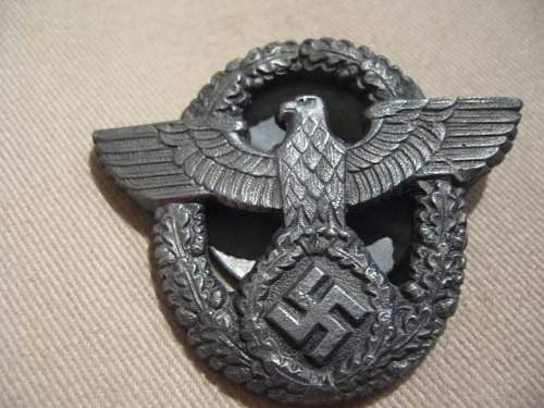 Hitler Youth Division Cap Eagle and Police Badge w/screw back: Authentic pieces?