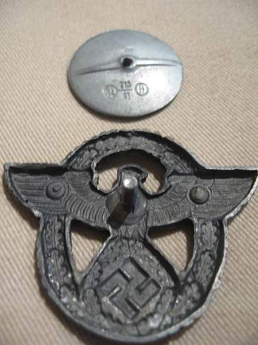 Hitler Youth Division Cap Eagle and Police Badge w/screw back: Authentic pieces?