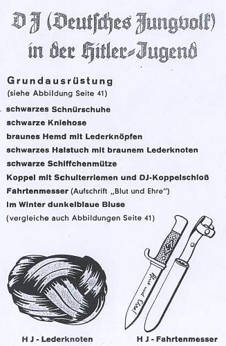 Klaas catalogue sheet of the HJ and Jungvolk Fahrtenmesser