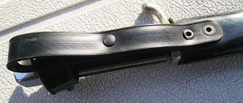 HJ Knife no maker mark; plastic hanger on scabbard