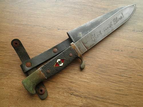 RZM M7/66 Eickhorn Solingen HJ knife in poor condition.