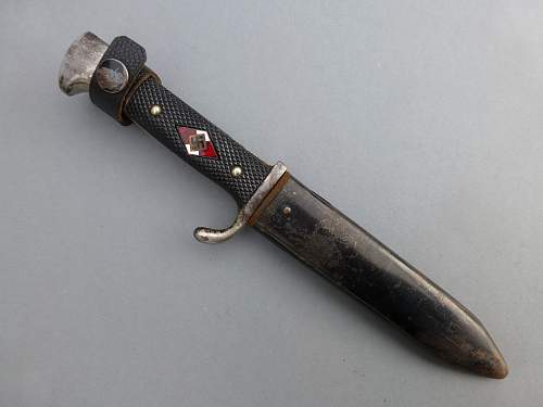 Early Tiger HJ Fahrtenmesser with Motto and the Owners name on top of the Hilt!