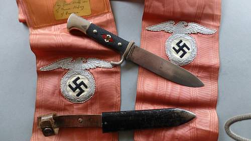 Early HJ Fahrtenmesser with Motto by WKC with Political High leader Funeral Sash