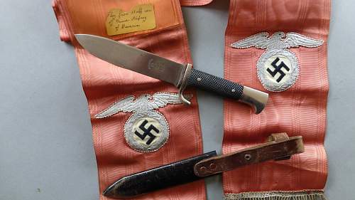 Early HJ Fahrtenmesser with Motto by WKC with Political High leader Funeral Sash