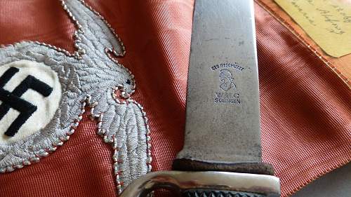 Early HJ Fahrtenmesser with Motto by WKC with Political High leader Funeral Sash