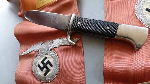 Early HJ Fahrtenmesser with Motto by WKC with Political High leader Funeral Sash