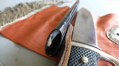 Early HJ Fahrtenmesser with Motto by WKC with Political High leader Funeral Sash