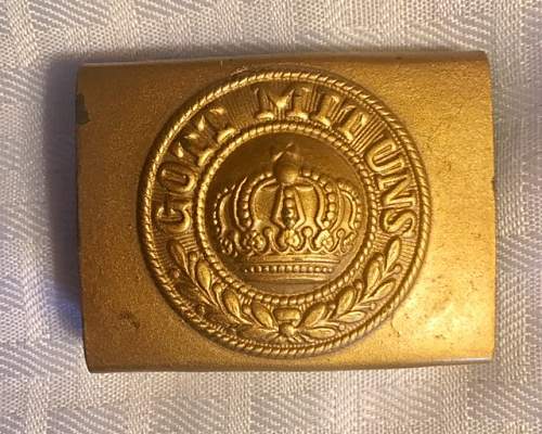 Interesting 1-Piece Stamped Brass Imperial Prussian Buckle