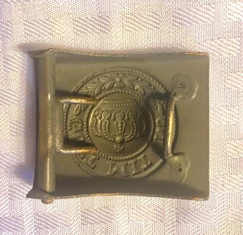 Interesting 1-Piece Stamped Brass Imperial Prussian Buckle