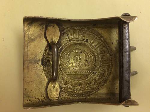 Need Help Fake/Repro One Piece Stamped Brass German Imperial Belt Buckle? WW1 WWI Gott Mit Uns