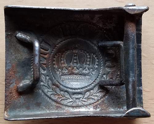 4 Prussian buckles, brass and steel