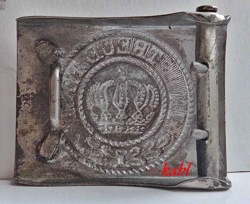 4 Prussian buckles, brass and steel