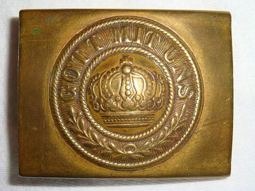 Interesting 1-Piece Stamped Brass Imperial Prussian Buckle