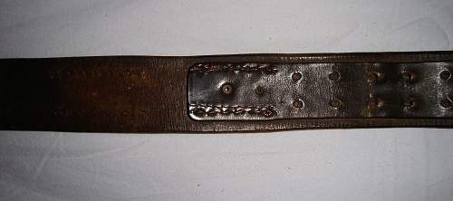 Prussian Buckle with field repaired/modified leather belt