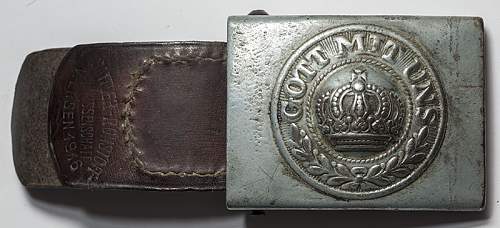 Imperial German Grey Steel Belt &amp; Buckle, interesting sewing holes?