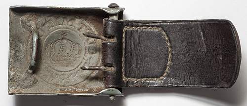 Imperial German Grey Steel Belt &amp; Buckle, interesting sewing holes?