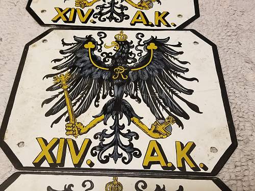 XIV. Armee-Korps metal signs