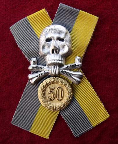 Brunswick Hussars 50 Year Traditions Skull Veterans badge