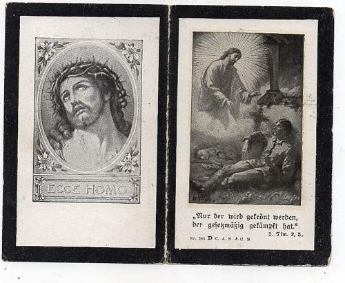 German WWI Death Card of Lorenz Sterr. Killed during the battle of the Somme.