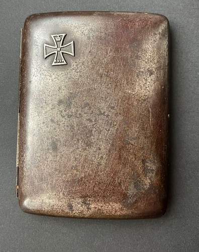 WW1 Imperial German patriotic cigarette case with EKI motif