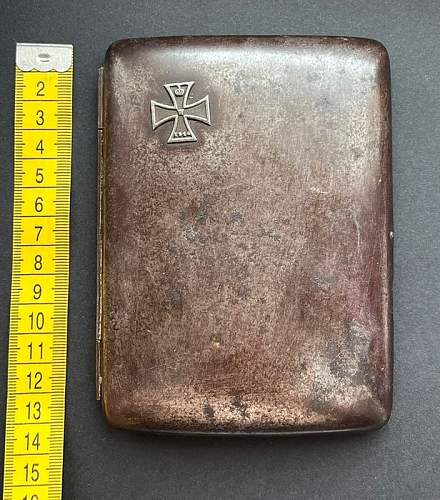 WW1 Imperial German patriotic cigarette case with EKI motif