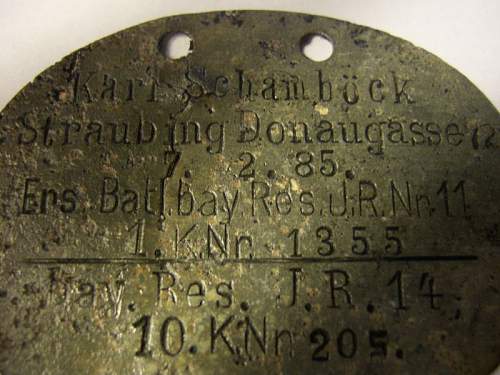 Wwi german dog tag