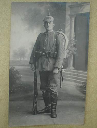Postcard of a  German Soldier with trench knife