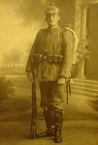 Postcard of a  German Soldier with trench knife