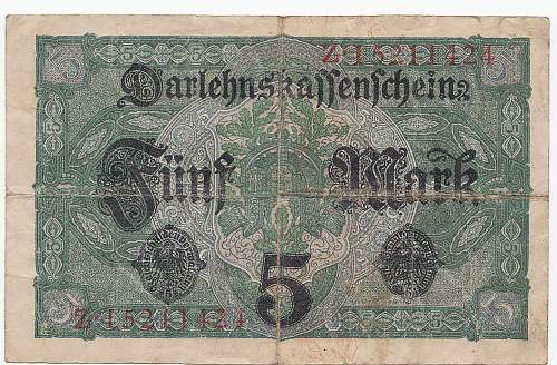 Feldpostkarte and Imperial banknotes