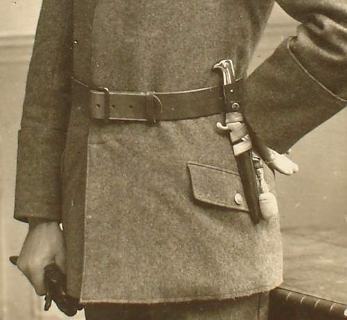 Postcard of a  German Soldier with trench knife