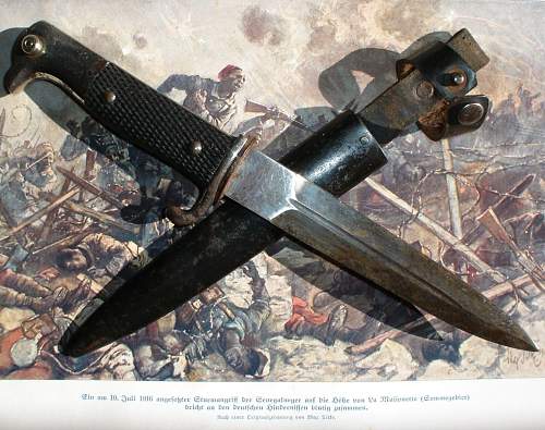 Postcard of a  German Soldier with trench knife