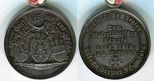 Hanseatic Napoleonic Campaigns Medal 1814 1815