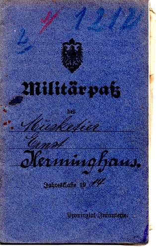 German Militärpaß, diary, field hymnal