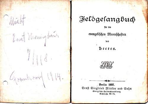 German Militärpaß, diary, field hymnal