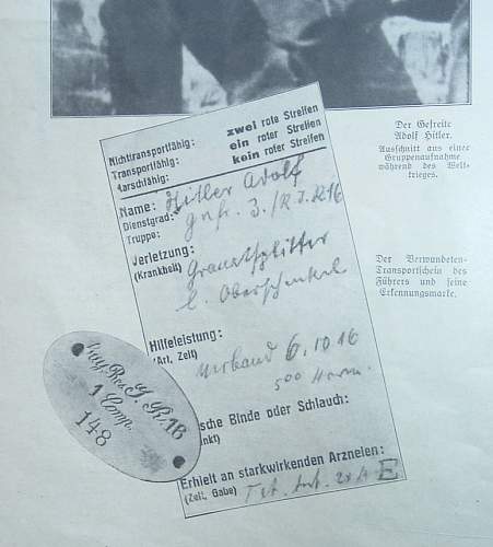 Hitler's WW1 Dog Tag / Erkennungsmarke