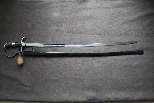 Info needed on German sabre with etching and blueing.