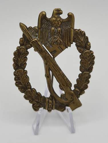 Infanterie Sturmabzeichen in Bronze, Otto Schickle unmarked tombak